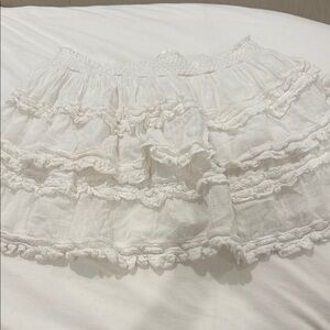 White Bubble Mini Skirt with Ruffled Tiers for Brides